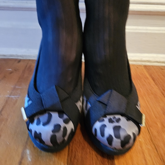 Christian Siriano for Payless black & gray leopard satin platform pumps size 8 - Picture 3 of 16